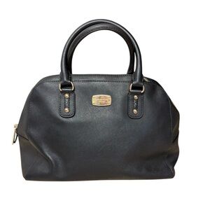 Michael Kors Large Saffiano Leather Satchel - Black & Gold (35S3GSAS3L)